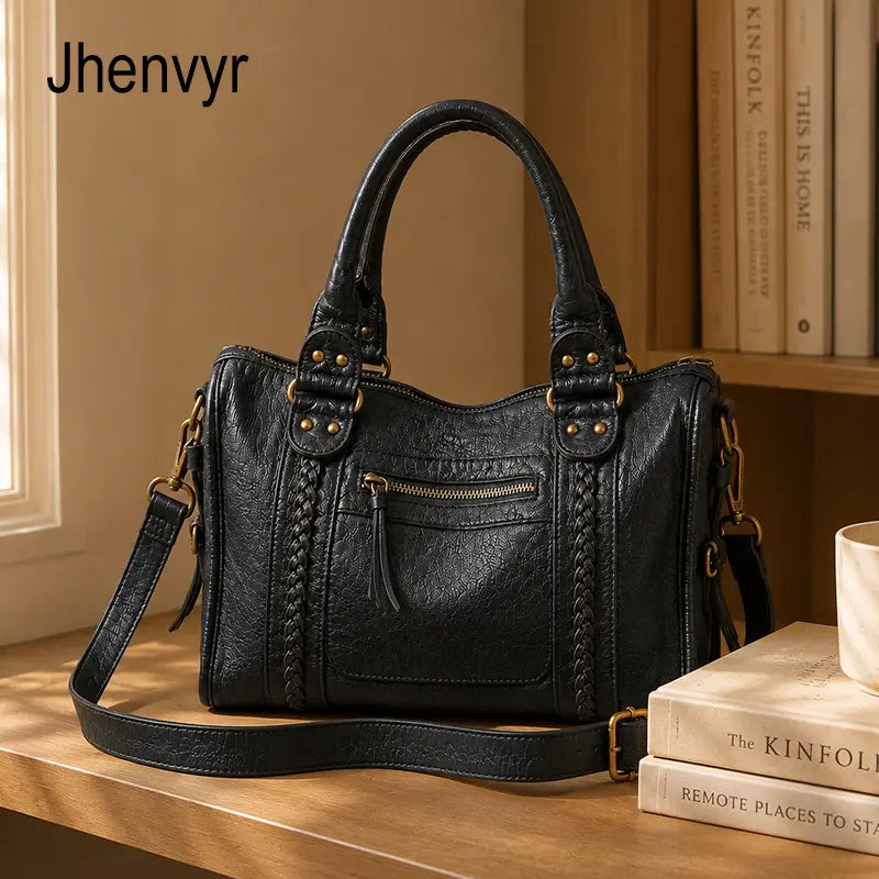 Jhenvyr Women'S Tote Bag, Large Capacity Shoulder Bag with Adjustable Strap, Zipper Crossbody Tote, Casual Trendy Versatile High-Quality Daily Commuting Bag, Casual Handbag Satchel