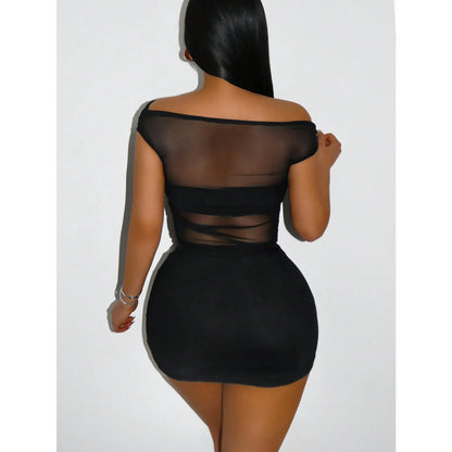 Women'S 2Pcs Solid Color Mesh Crop Top and Mini Skirt Set Sheer See through Outfit for Beach Vacation Music Festival Club Rave Party