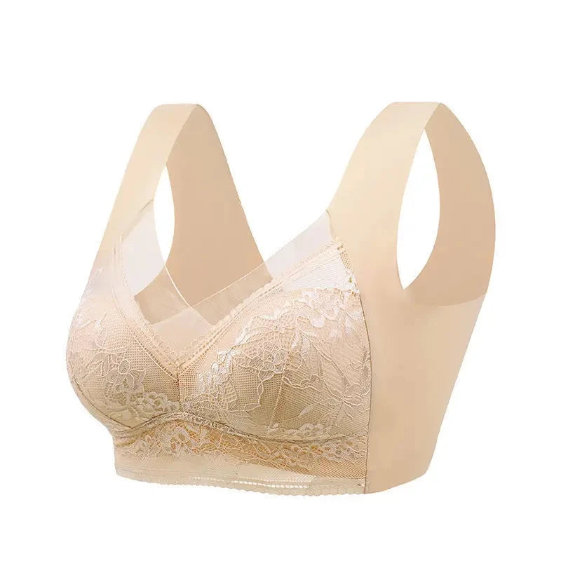 L-6L Women Large Bra Push up Ice Silk Seamless Upper Bralette Lace Wireless Summer Bras plus Size Top Lingerie Underwear 15019