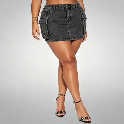 DUTUT New Denim Skirt Women'S Summer Retro Stretch Tight Workwear Pocket Hip Skirt Fashion Casual Womenswear Tops Shorts Bottom Crop Jeans Pants