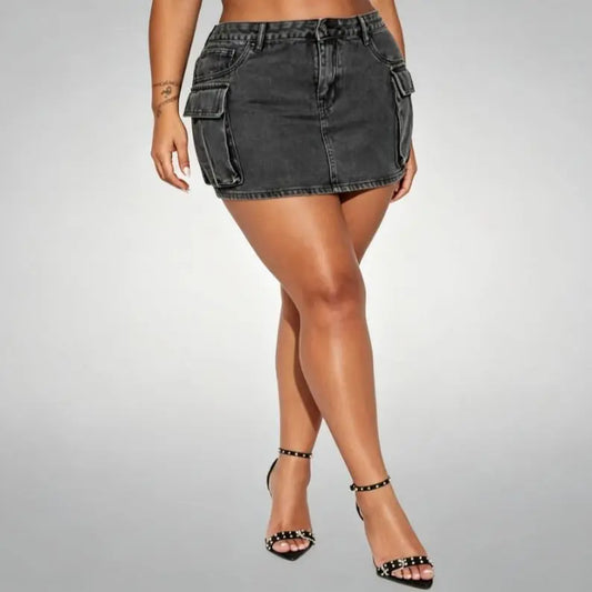 DUTUT New Denim Skirt Women'S Summer Retro Stretch Tight Workwear Pocket Hip Skirt Fashion Casual Womenswear Tops Shorts Bottom Crop Jeans Pants