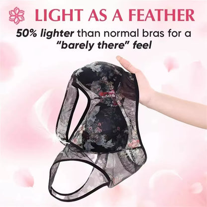 Women Ice Silk Lace Cooling Comfort Bra Buttonless Sexy Push up Bra Seamless Bra Wireless Bralette Underwear Large Size Brasier